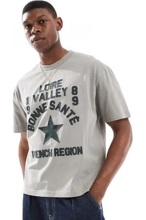 ASOS Boxy relaxed t-shirt in heavyweight 220gsm washed with text embroidery