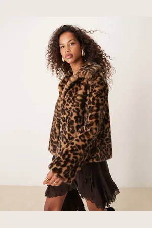Abercrombie & Fitch Collared borg jacket in leopard print