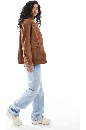 ASOS Real suede oversized bomber in tan