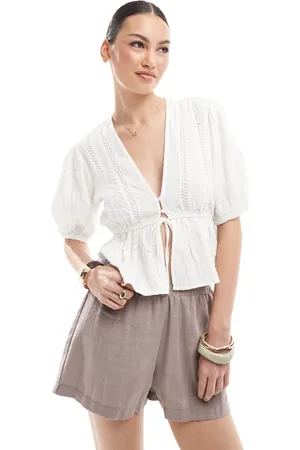 Stradivarius Boho puff sleeve blouse in