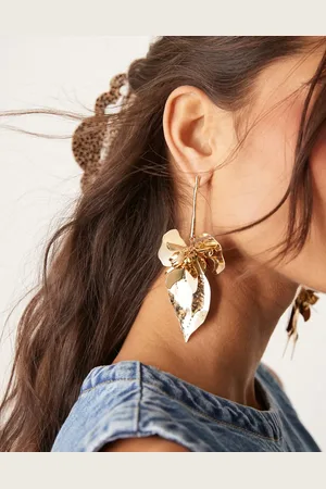 ASOS Drop earrings with leaf floral detail in tone
