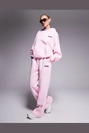 Kaiia Wide leg contrast logo joggers co-ord in baby