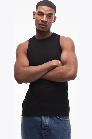 Topman Fitted rib vest with high neck in