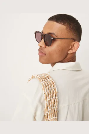 ASOS Round sunglasses with dark frame and burgundy lens