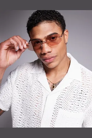 ASOS 90s retro rimless sunglasses in gold with lens