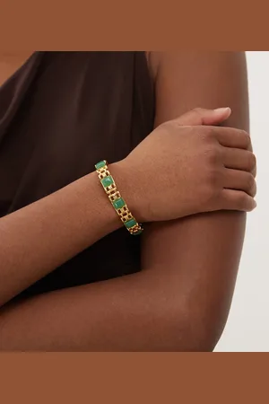 En Route 18k plated esmerelda cuff bracelet with emerald stones