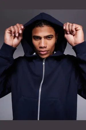 ASOS Premium heavyweight boxy cropped zip through hoodie 400gsm in