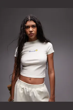 Topshop Embroidered limonata baby tee in ecru