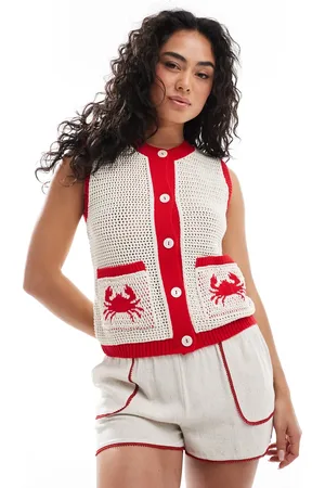 ASOS Crochet stitch crab cardigan in ecru