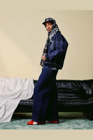 ASOS Co-ord super baggy jeans with embroidery detail in indigo