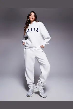Kaiia Embroidered logo cuffed joggers co-ord in light marl