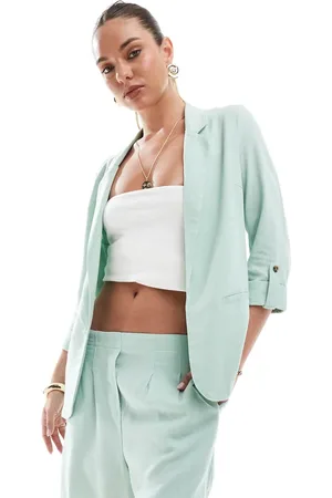VERO MODA Linen touch tailored blazer co-ord in sage