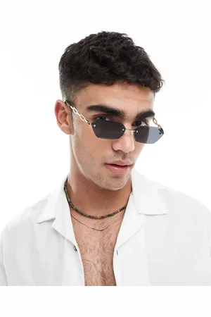 ASOS Rectangle rimless sunglasses with smoke lenses and temples