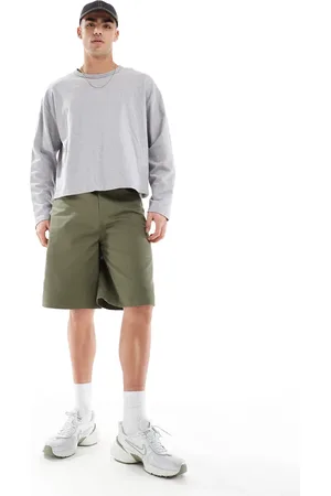 ASOS Long length canvas short in khaki