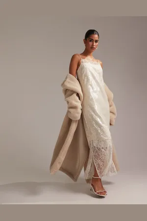 ASOS Floral lace applique embellished cami midaxi wedding dress in ivory