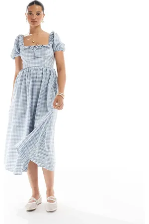 New Look Corset detail check midi dress in