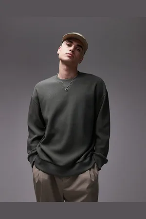 Topman Oversized fit ottoman crew sweatshirt in dark