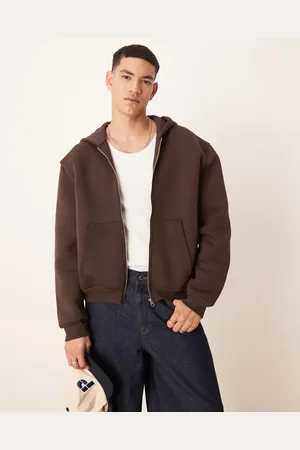 ASOS Heavyweight boxy oversized zip through scuba hoodie in
