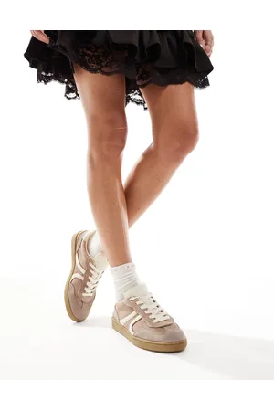 Stradivarius Gum sole leather trainer in beige
