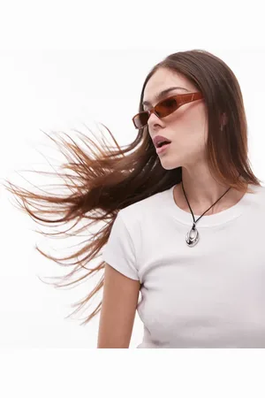 Topshop Xanthi slim rectangle sunglasses in milky