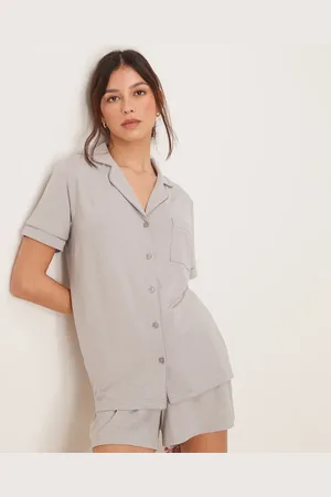 Loungeable Jersey short sleeve shirt & shorts pyjama set in marl