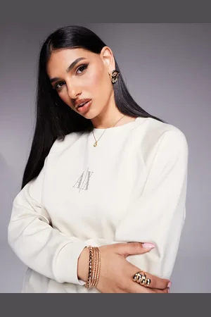 Armani Exchange Central tonal logo sweatshirt in cream