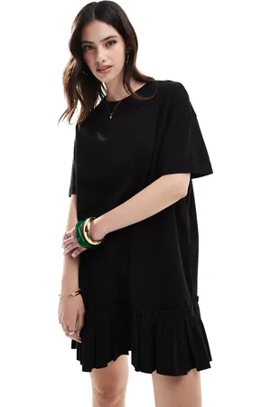 Miss Selfridge Poplin frill detail t-shirt dress in