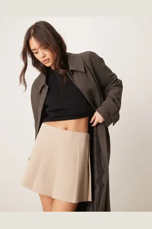 ASOS Tailored pleated mini skirt in stone