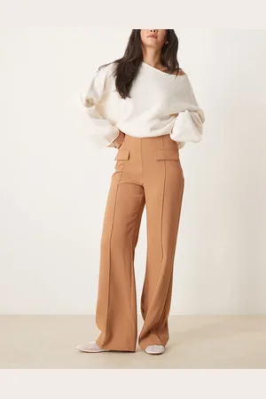 ASOS Tailored double pocket seam detail trousers in camel