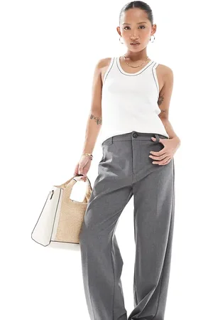 Pull&Bear Petite high waisted straight leg tailored trouser in