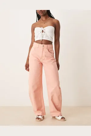 ASOS High waisted barrel leg jeans in soft apricot
