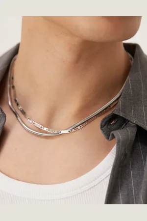 ASOS 2 pack waterproof stainless steel snake and link chain necklace in tone
