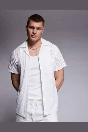 South Beach Broderie short sleeve beach shirt co-ord in