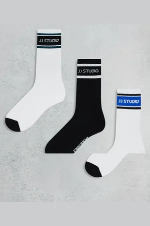 JACK & JONES 3 pack sports socks in black & white