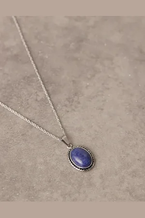 ASOS Stainless steel necklace with semi-precious stone pendant in tone