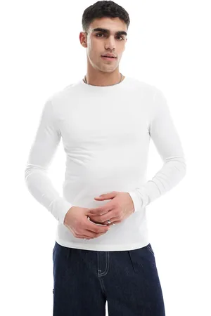 ASOS Essential muscle fit long sleeve t-shirt in cream