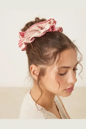 ASOS Scrunchie with gingham and broderie design in