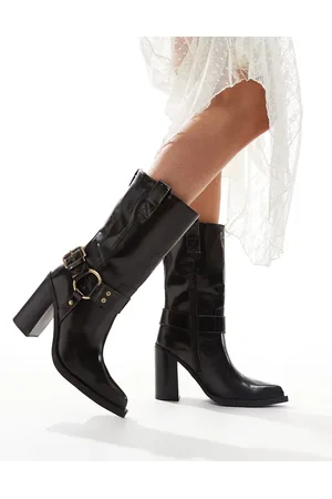 Bronx Mya Mae western heeled ankle boots in coffee bean brush off leather
