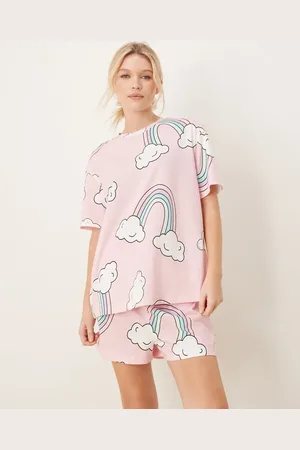 ASOS Rainbow oversized tee & short pyjama set in