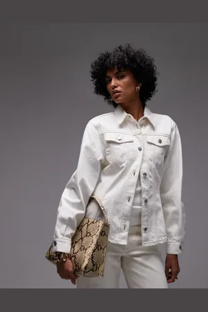 Topshop Denim cinch shirt in ecru