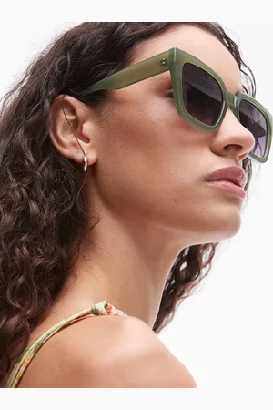 MANGO Large square frame sunglasses in sage