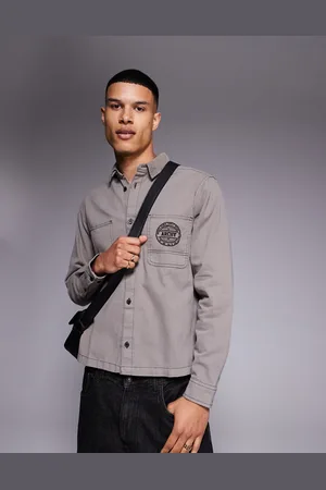 ASOS Boxy shirt with pocket embroidery in