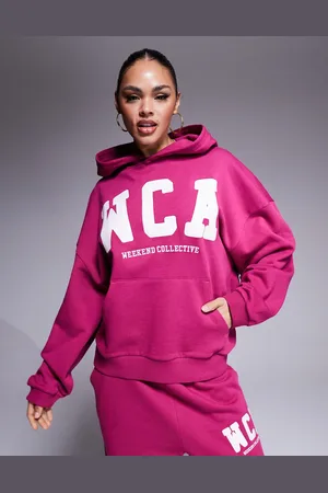 ASOS Weekend Collective hoodie co-ord with varsity logo in plum
