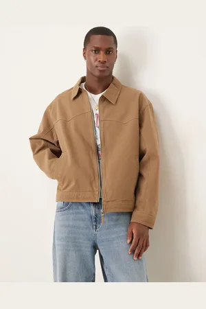 ASOS Boxy oversized coach jacket in tan