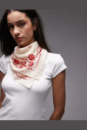 MANGO Retro printed square scarf in beige