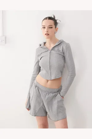 COLLUSION Shrunken marl hoodie co-ord