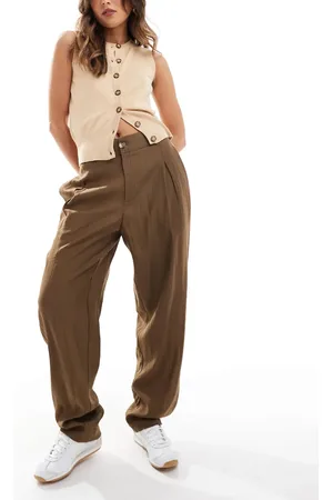ASOS Tailored contrast panel trousers in mocha