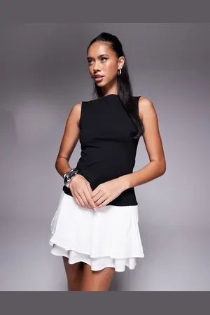 ASOS Sleeveless pleated poplin mono skirt mini dress