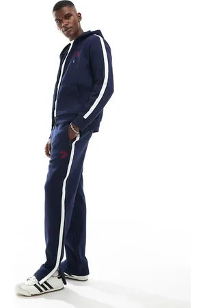 Ralph Lauren Run club P-wing logo stripe tape pique track pants in CO-ORD