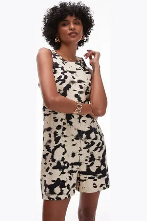 Topshop Abstract animal print romper in mono